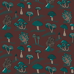Teal Mushroom Wrapping Paper Fungi Gift Wrap With Cute Mushrooms Design  Nature Foraging Woodland Mushroom Collection FOLDED Sheet Wrap 