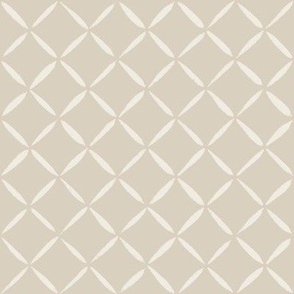 trellis - bone beige_ creamy white - simple lattice diamond diagonal