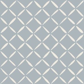 trellis - creamy white_ french grey blue - simple lattice diamond diagonal