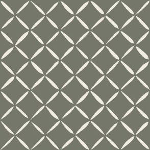 trellis - creamy white_ limed ash green - simple lattice diamond diagonal
