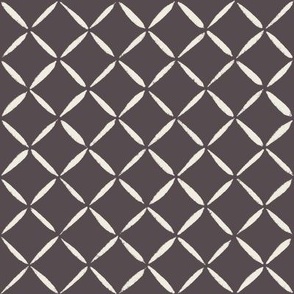 trellis - creamy white_ purple brown - simple lattice diamond diagonal