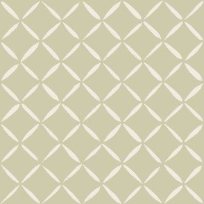 trellis - creamy white_ thistle green - simple lattice diamond diagonal
