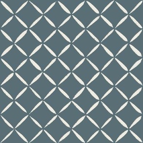 trellis - creamy white_ marble blue teal - simple lattice diamond diagonal