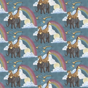 (small) bookish wallpaper for kids children teddy elephant giraffe rainbow blue