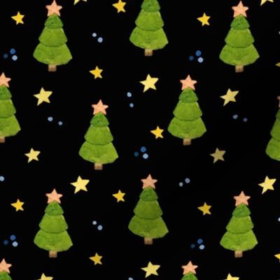Starry Christmas Night, Whimsical Christmas Trees, Small