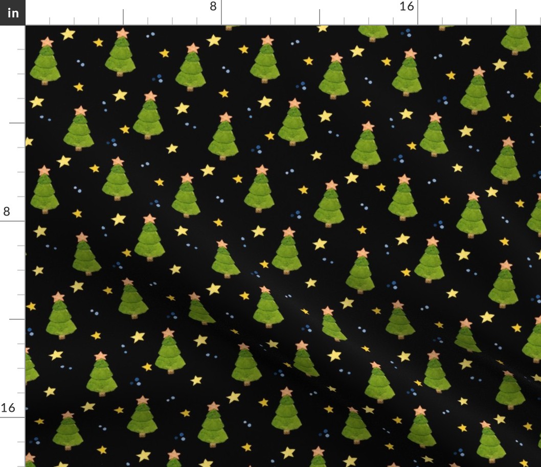 Starry Christmas Night, Whimsical Christmas Trees, Small