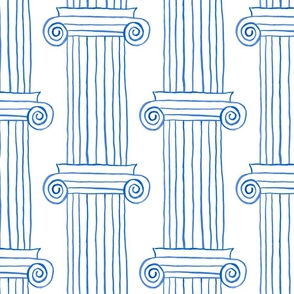 greek columns - large abstract (Blue  + White)