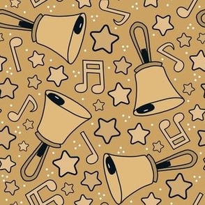 Medium Scale Handbells Music Notes and Stars in Gold