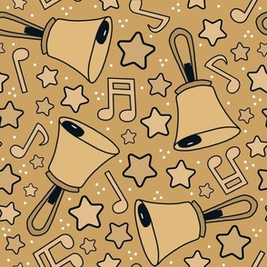 Large Scale Handbells Music Notes and Stars in Gold