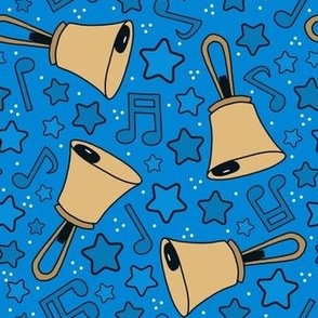 Medium Scale Handbells Music Notes and Stars in Blue