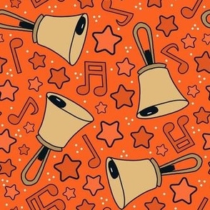 Medium Scale Handbells Music Notes and Stars in Orange