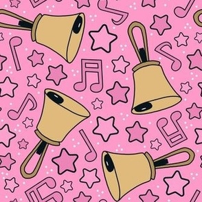 Medium Scale Handbells Music Notes and Stars in Pink