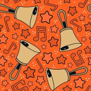 Large Scale Handbells Music Notes and Stars in Orange