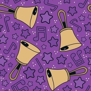 Medium Scale Handbells Music Notes and Stars in Purple