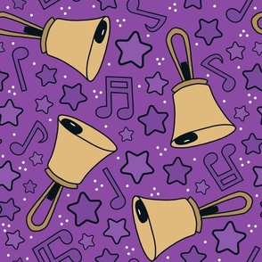 Large Scale Handbells Music Notes and Stars in Purple
