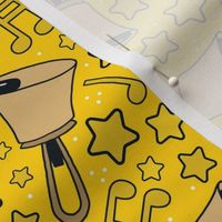 Medium Scale Handbells Music Notes and Stars in Yellow