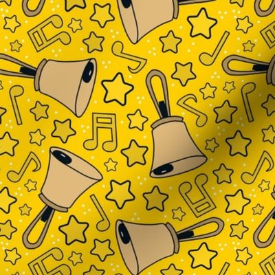 Medium Scale Handbells Music Notes and Stars in Yellow