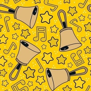Medium Scale Handbells Music Notes and Stars in Yellow