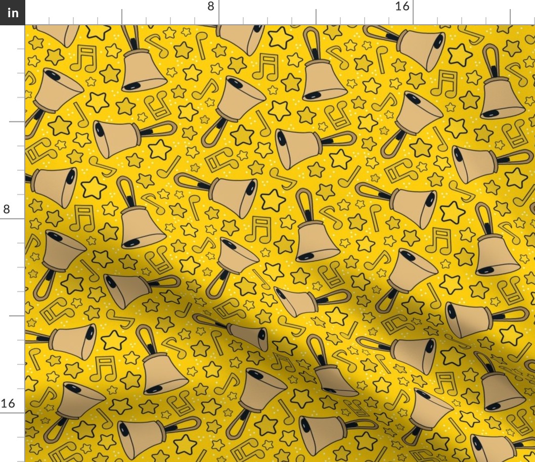Medium Scale Handbells Music Notes and Stars in Yellow