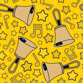 Large Scale Handbells Music Notes and Stars in Yellow
