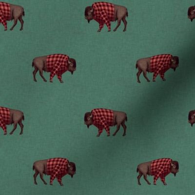 Small-Scale Bison in Buffalo Plaid Shirts
