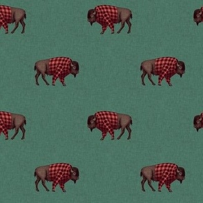 Small-Scale Bison in Buffalo Plaid Shirts