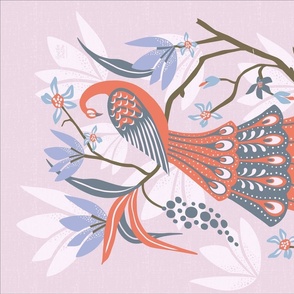 Peacock Perch - Intangible Pale Lilac Tea Towel and Wall Hanging