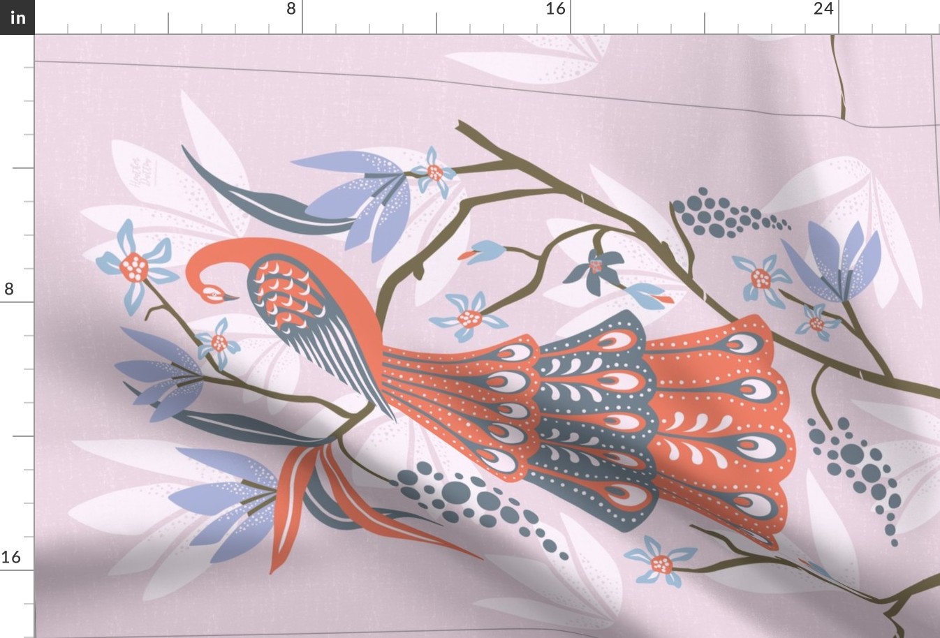 Peacock Perch - Intangible Pale Lilac Tea Towel and Wall Hanging
