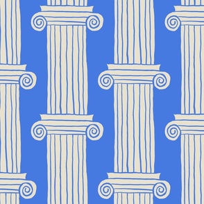 greek columns,  large abstract (Blue +  Cream)