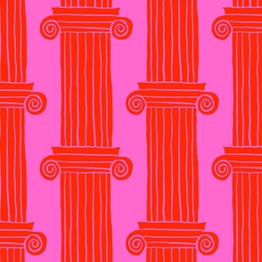 greek columns, large abstract (Pink + Red)