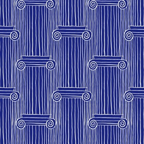 greek striped columns,  large abstract  (blue)