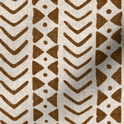 African mud cloth Arrows and Triangles, cream and rust