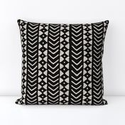 African mud cloth,  arrows and triangles, black and cream