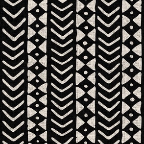 African mud cloth,  arrows and triangles, black and cream