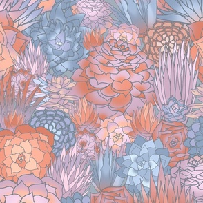 Succulents in Soft Shades (large scale) 
