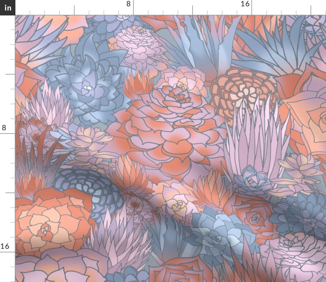 Succulents in Soft Shades (large scale) 