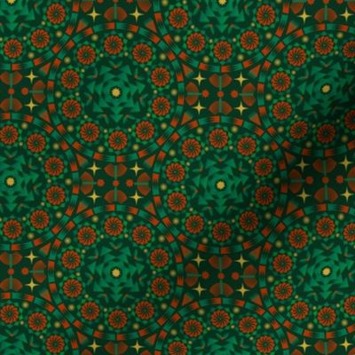 Persian geometric / mosaic tile / moroccan / red and dark green