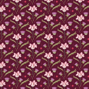 Thistles and Tulips-dark red-Large
