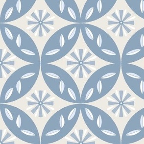 Floral Mosaic Tile | MED Scale | Blue, Light Greige