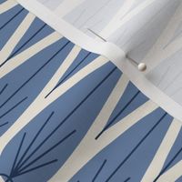 Mid Century Modern Teardrop Stripe, Denim Blue on Cream