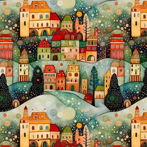 Colorful Christmas Village I