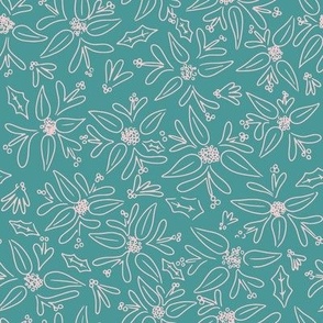 Christmas Ditsy Floral in Teal