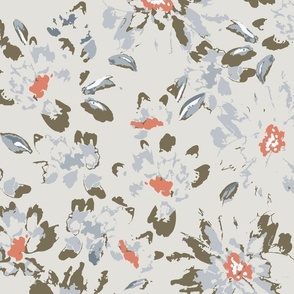 Large Scale Painted Wildflowers - Multi-color Cream