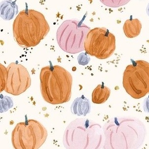 pumpkins and stars - purple pink orange 6in