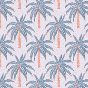 Soft Tropical palms and coconuts - pantone palette winter 23 -medium scale -2