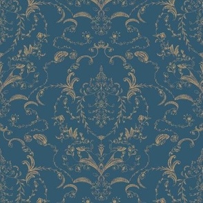 Baroque  era, dark teal. Small scale. Baroque era collection.
