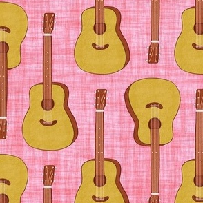 Acoustic Guitars Pink Texture Background - Large Scale
