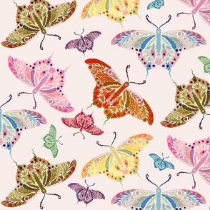 Rainbow butterflies, blush, big scale