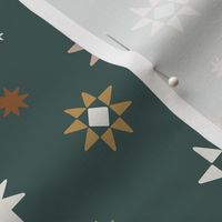 Medium Scale / Quilt Star Toss / Pine Green
