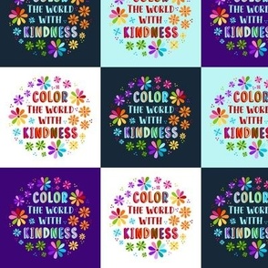 3x3 Panels Color the World With Kindness for Peel and Stick Wallpaper Swatch Stickers Labels Gift Tags Iron on Patches